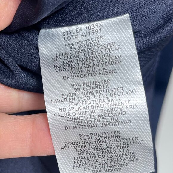 Xscape Carrie Techno Scuba One Shoulder Knee Length Ruffle Dress Blue 6 - Picture 9 of 11